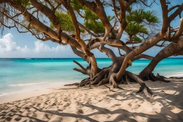 trees on the beach  generated by AI technology 