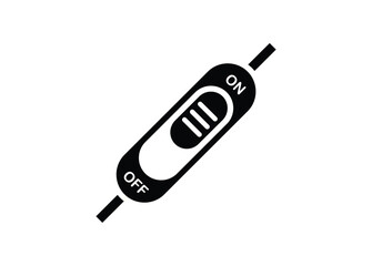 Sliding electric switch button. Simple illustration in black and white.
