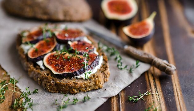 bio, Fruchtbrot, belegte, Scheibe, feigen