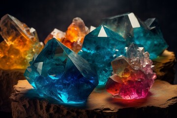 vibrant crystal formations. Generative AI
