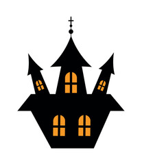 halloween castle with decor