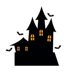 halloween castle with bats