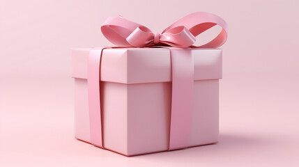 Fototapeta premium Gift box with pink bow on a pink background
