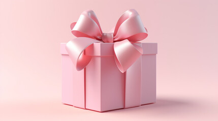 Obraz premium Gift box with pink bow on a pink background