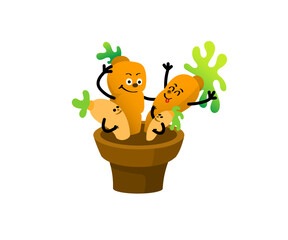 Obraz na płótnie Canvas vector illustration of a happy carrot family