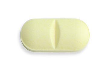 One pill isolated on white, top view