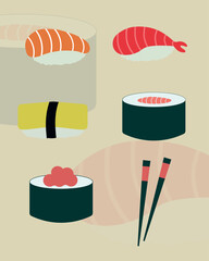 Japanese Food Sushi Clip Art Menu Illustration