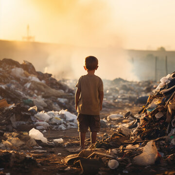 Concept that there is no future for our children, due to the destruction of nature and wars that pollute more and more, garbage, cars that produce polluting emissions, etc