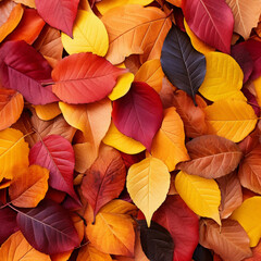 Fototapeta na wymiar Maple leaves of autumn colors, reddish and copper