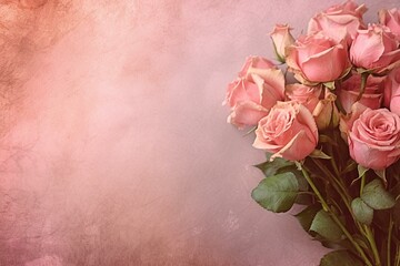 Card with rose bouquet, ideal for love concept background. Generative AI