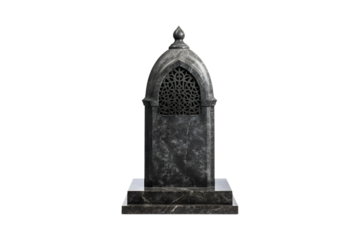 Muslim gravestone or Marble tombstone isolated on transparent background, AI	