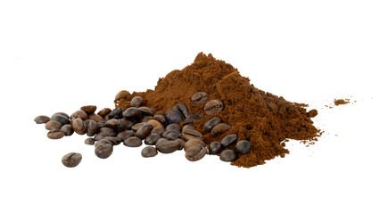 pile of coffee bean powder isolated