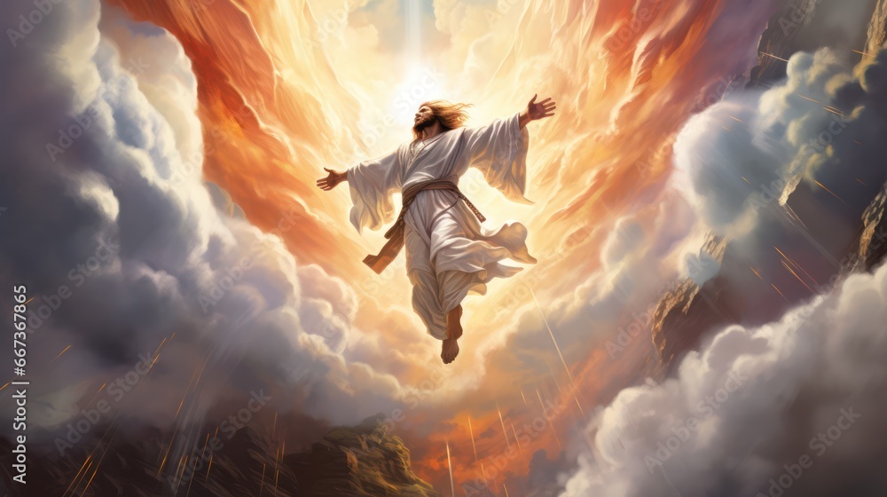 Wall mural illustration of Jesus' ascension