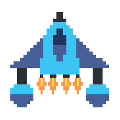 Obraz premium battle ship pixels blue