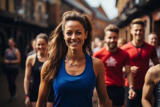 Woman with happy smile on fitness training