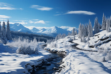 Fototapeta na wymiar Snow Scenery Cover photo of natural scenery