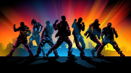 illustration of hip hop dancer in action - obrazy, fototapety, plakaty