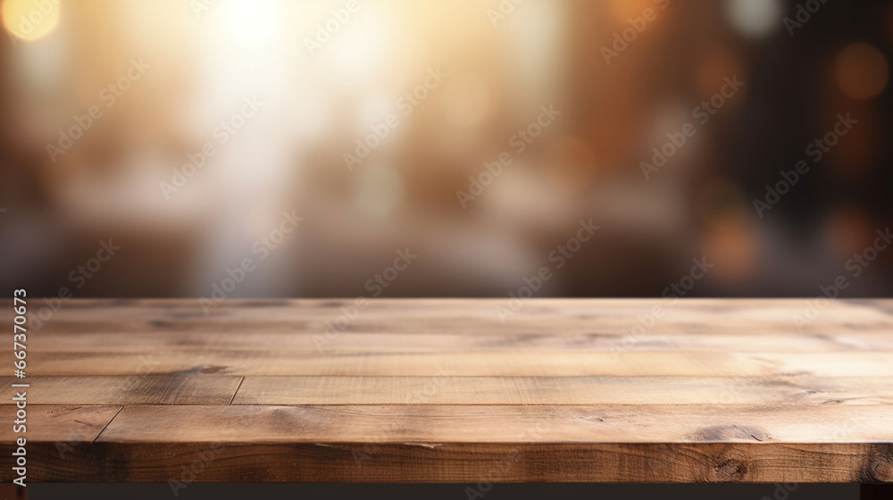 Poster empty clean table with light coloring background