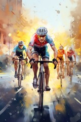 illustration of Cyclist in action - obrazy, fototapety, plakaty