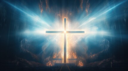 Fototapeta premium illustration of Cross with Epic Background and colors