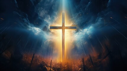 Naklejka premium illustration of Cross with Epic Background and colors