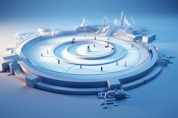 3D depiction of curling ice rink. Generative AI