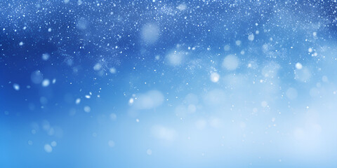 Blue Christmas Winter landscape with falling snow Winter holiday abstract background glowing snow and magic sparkling shiny glitter. AI  Generative