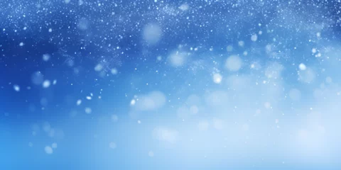 Foto auf Leinwand Blue Christmas Winter landscape with falling snow Winter holiday abstract background glowing snow and magic sparkling shiny glitter. AI  Generative © Kalsoom