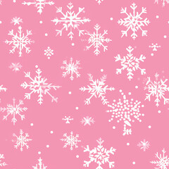 snowflakes, bokeh, pattern, pink background, repeatable seamless pattern