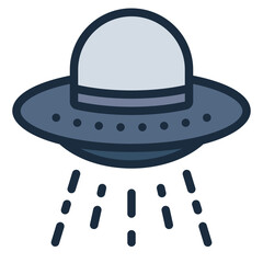 UFO color filled line icon
