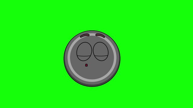 hockey puck cartoon emoji with a kiss expression, loop animation

