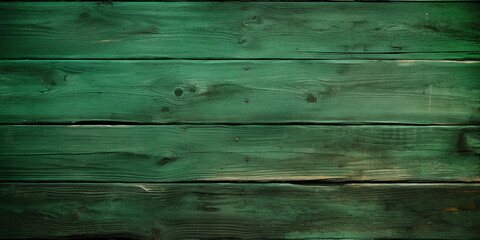 Textura de unos tablones de madera pintados de color verde, desgastados - obrazy, fototapety, plakaty
