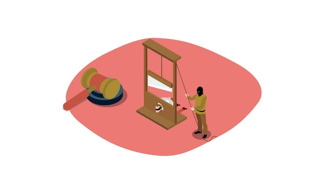 Torturer punishing person in Middle ages. Punisher, Jack Ketch