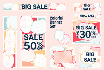 Obraz premium バナーセット_漫画_カラフル