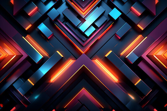 Geometric abstract background with glowing arrows. Abstract illustration of letter X