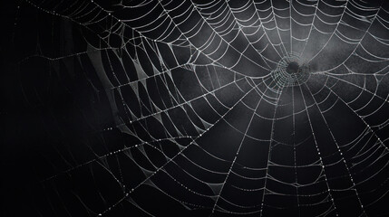 Spider webs on a black background