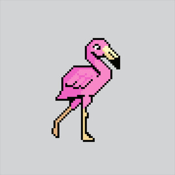 Pixel art illustration flamingo. Pixelated flamingo. flamingo bird pixelated for the pixel art game and icon for website and video game.