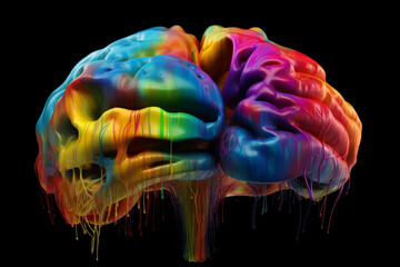 Human brain anatomy as creative concept in rainbow colors generative ai