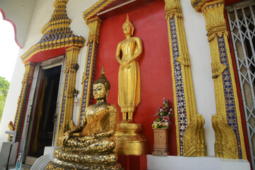 Ancient Buddha front a Church of Bang Nom Kho Temple is revered by people all over the country. Located at Ayutthaya old capital city in Thailand.