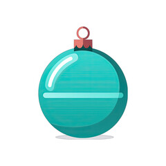 Obraz premium Christmas ornament, teal blue. flat design illustration, isolated