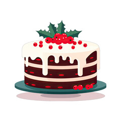Christmas cake, flat design illustration, isolated