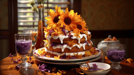 Naklejka premium wedding table setting HD 8K wallpaper Stock Photographic Image 