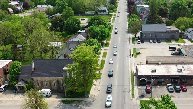 Aerial view of Listowel, Ontario, Canada in summer 4K