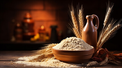 flour and wheat HD 8K wallpaper Stock Photographic Image  - obrazy, fototapety, plakaty