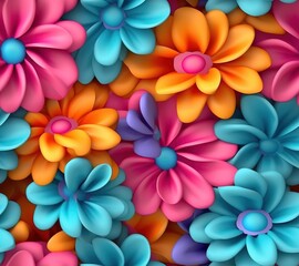 3D Flowers colorful flower background