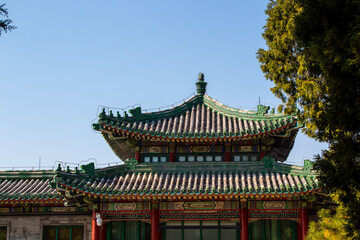 Fototapeta premium Close up on the beautiful roofs of Beijing's Forbidden City, China.