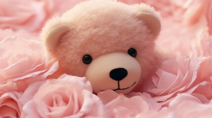 teddy bear with rose HD 8K wallpaper Stock Photographic Image 