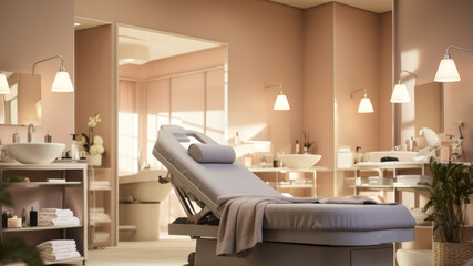 massage bed in the treatment room ai generative