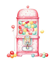 Sweet Nostalgia: A Watercolor Illustration of a Gumball Machine