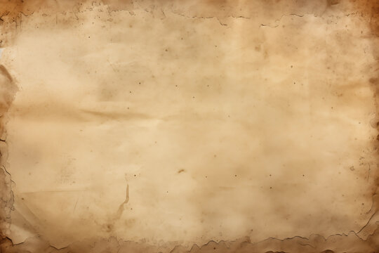 Vintage paper texture background. Antique crinkled brown paper with empty space for treasure map or magic scroll.